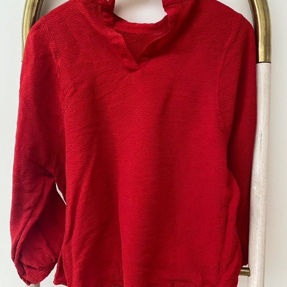 Everlane Long Sleeves Red Cupro Textured Blouse Top Mockneck Size 10 - Picture 3 of 6